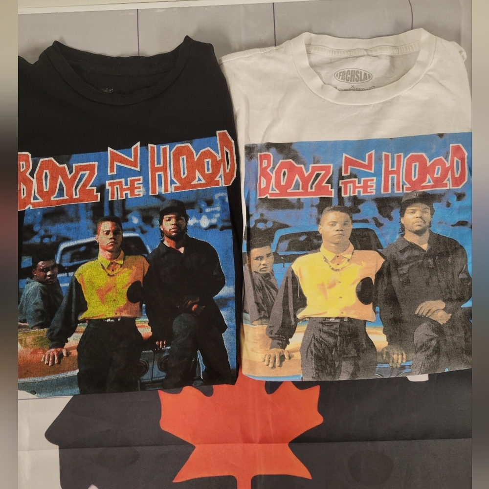 Boyz N The Hood Bundle: TWO Graphic T-shirts, Size SMALL Black and White
